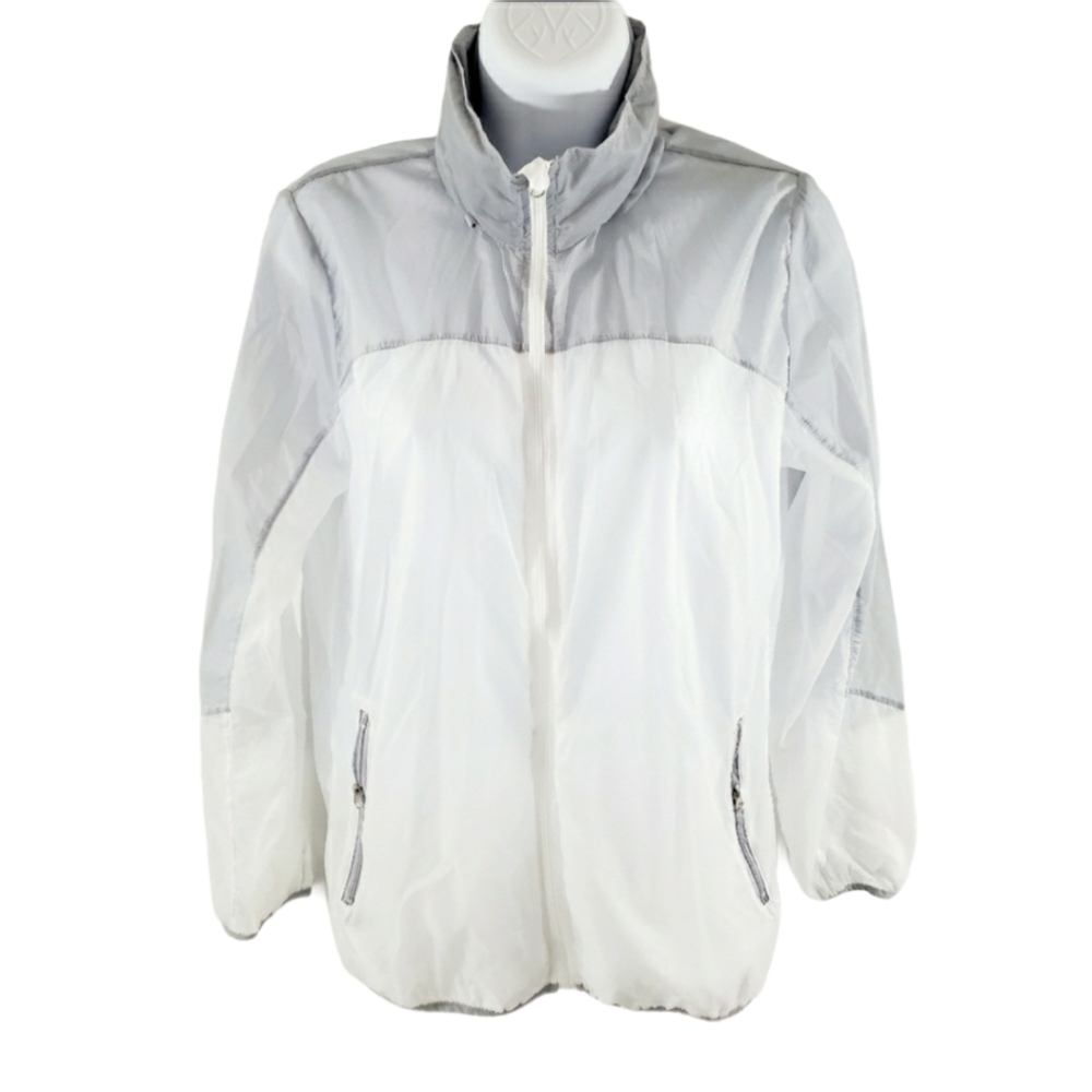 Lightweight Grey Hooded Windbreaker Sz L